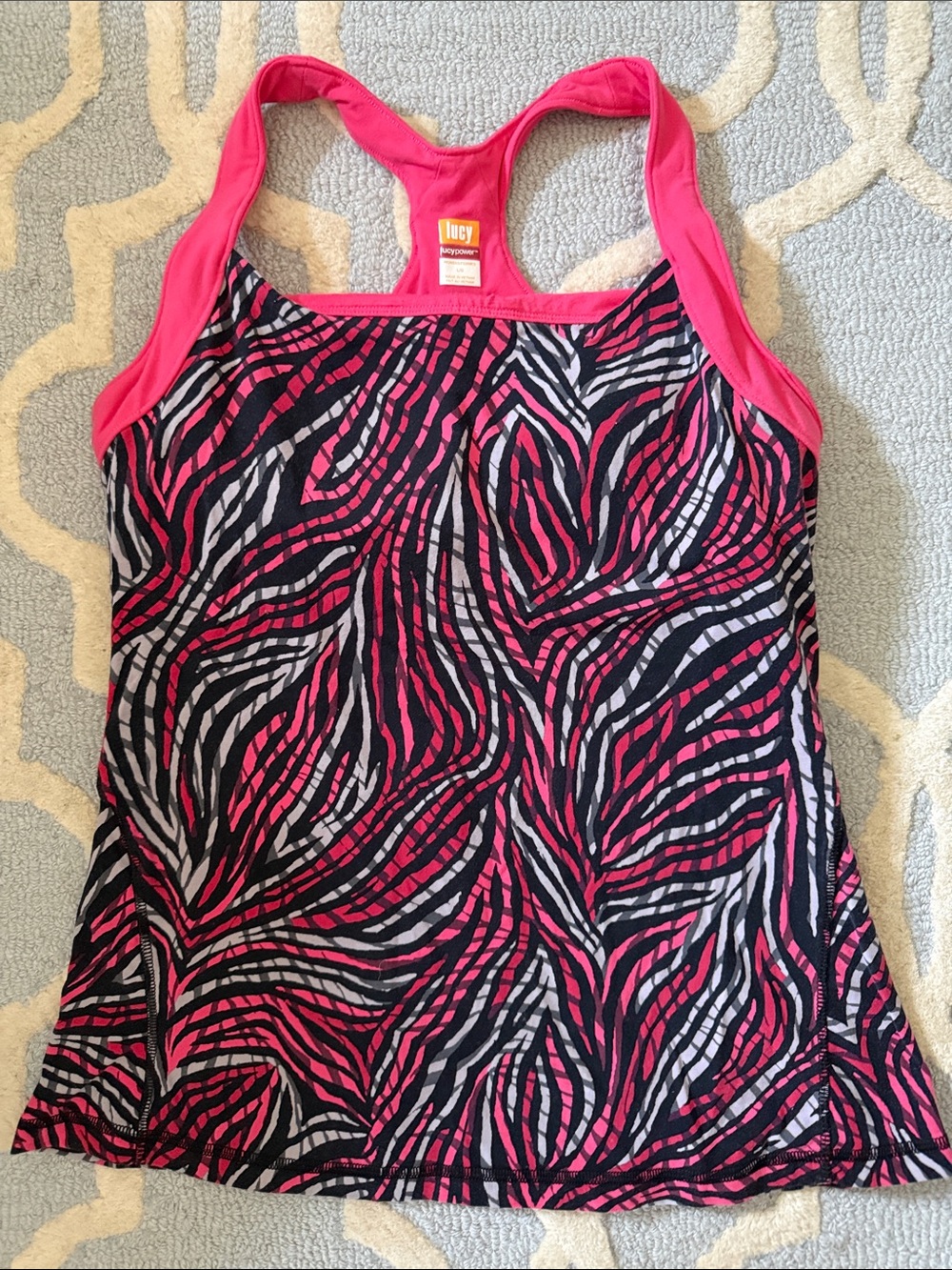 Lucy Hot Pink and Black Zebra-Print Racerback Tank